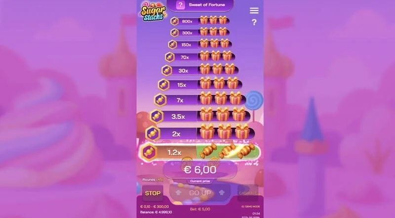 Sugar Stacks - pas de victoire avec éclairage de l'étage actuel et compteur de multiplicateur