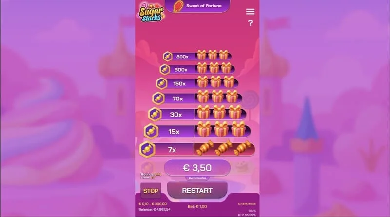 Sugar Stacks - gros gain après cash-out au niveau supérieur de la tour